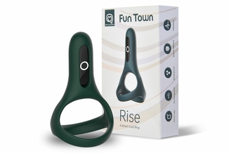 Двойное эрекционное кольцо Fun Town Rise Turquoise, управление со смартфона, фото №2