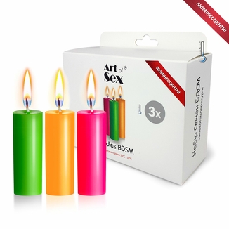 Набор восковых свечей Art of Sex size S 10 см (3 шт), низкотемпературные, люминисцентные, фото №2