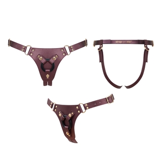 Трусики для страпона Strap-On-Me Leatherette Harness Generous - One Size - Aubergine, numer zdjęcia 5