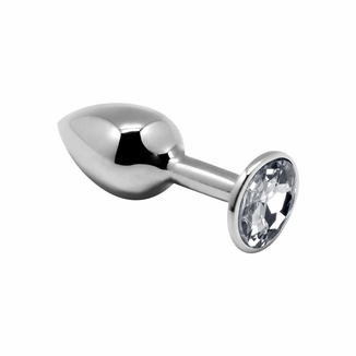 Металлическая анальная пробка с кристаллом Alive Mini Metal Butt Plug White M, numer zdjęcia 2