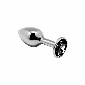 Металлическая анальная пробка с кристаллом Alive Mini Metal Butt Plug Black S, фото №2