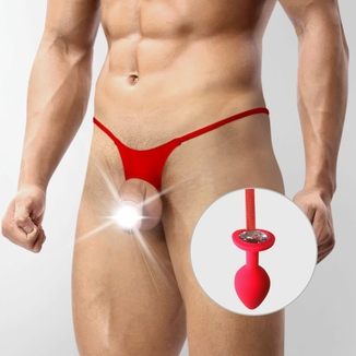 Мужские трусы XS-2XL с силиконовой анальной пробкой Art of Sex -  Joni plug panties size M Red, фото №2