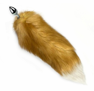 Металлическая анальная пробка с хвостом из натурального меха Art of Sex  size M Red fox, numer zdjęcia 5