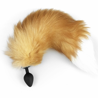 Силиконовая анальная пробка с хвостом из натурального меха Art of Sex size M  Red Fox fox, numer zdjęcia 2