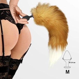 Силиконовая анальная пробка с хвостом из натурального меха Art of Sex size M  Red Fox fox, photo number 6