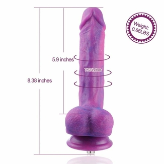 Фаллоимитатор 8.2″ с вибрацией для секс-машин Hismith Purple Silicone Dildo with Vibe, KlicLok, numer zdjęcia 4
