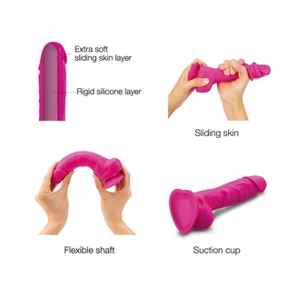 Реалистичный фаллоимитатор Strap-On-Me Sliding Skin Realistic Dildo Fuchsia S, эффект подвижной кожи, numer zdjęcia 4