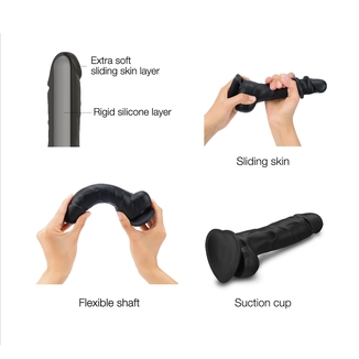 Реалистичный фаллоимитатор Strap-On-Me Sliding Skin Realistic Dildo Black M, эффект подвижной кожи, numer zdjęcia 4