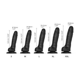 Реалистичный фаллоимитатор Strap-On-Me Sliding Skin Realistic Dildo Black M, эффект подвижной кожи, numer zdjęcia 5