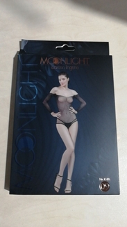 Сетчатое боди со стразами Moonlight Model 09 XS-L Black (мятая упаковка!!!), фото №3