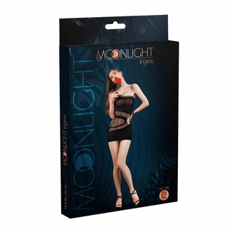 Мини-платье на одно плечо Moonlight Model 12 XS-L Black, вертикальная бахрома, фото №4