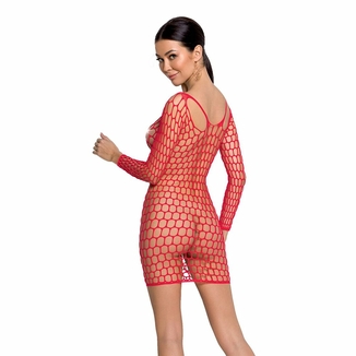 Бодистокинг-платье с глубоким воротом Passion BS093 red, длинные рукава, photo number 3