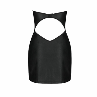 Мини-платье из экокожи Passion CELINE CHEMISE S/M, black, шнуровка, трусики в комплекте, numer zdjęcia 7