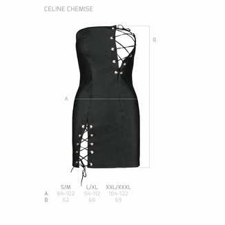Мини-платье из экокожи Passion CELINE CHEMISE S/M, black, шнуровка, трусики в комплекте, numer zdjęcia 8