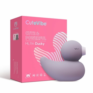 Вакуумный вибратор-уточка CuteVibe Ducky Grey, фото №5