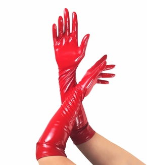 Глянцевые виниловые перчатки Art of Sex - Lora, размер S, цвет Красный, фото №2