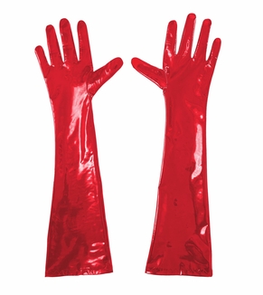 Глянцевые виниловые перчатки Art of Sex - Lora, размер S, цвет Красный, numer zdjęcia 5