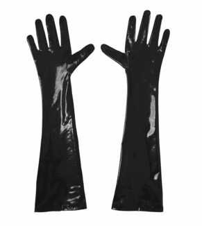 Глянцевые виниловые перчатки Art of Sex - Lora, размер S, цвет Черный, фото №4