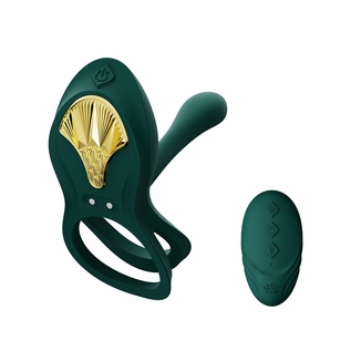 Смарт-эрекционное кольцо Zalo - BAYEK Turquoise Green, двойное с вводимой частью, пульт ДУ, numer zdjęcia 2