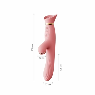 Вибратор с подогревом и вакуумной стимуляцией клитора Zalo - ROSE Vibrator Strawberry Pink, фото №3