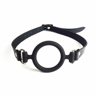Кляп-расширитель силиконовое кольцо Art of Sex – Gag Ring, черный, натуральная кожа, photo number 3