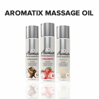 Натуральное массажное масло JO Aromatix Massage Oil Strawberry 120 мл, numer zdjęcia 6