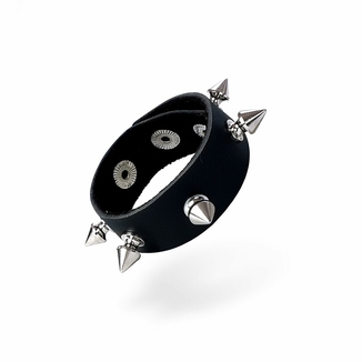 Эрекционное кольцо с шипами из натуральной кожи Art of Sex - James, цвет Черный, фото №2