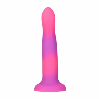 Светящийся в темноте фаллоимитатор ADDICTION Rave 8″ Glow in the Dark Dildo Pink Purple, 20,3 см, фото №4