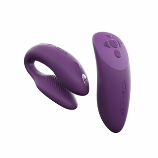 Смарт-вибратор для пар We-Vibe Chorus Purple, сенсорное управление вибрациями сжатием пульта, фото №3