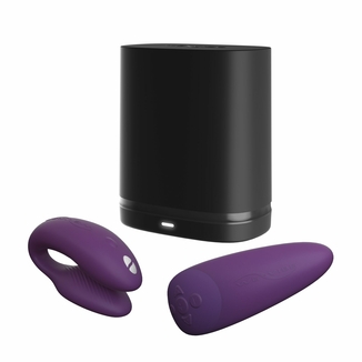 Смарт-вибратор для пар We-Vibe Chorus Purple, сенсорное управление вибрациями сжатием пульта, фото №8