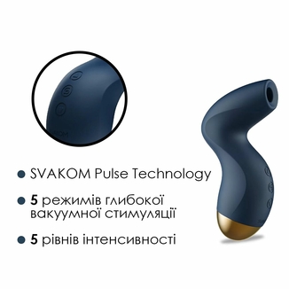 Вакуумный клиторальный стимулятор Svakom Pulse Pure Navy Blue, 5 режимов, 5 интенсивностей в каждом, numer zdjęcia 4