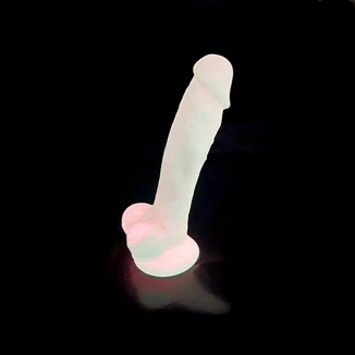 Фаллоимитатор SilexD Johnny Pink Glow in the dark, двухслойный, силикон+Silexpan, диаметр 3,5см, фото №4