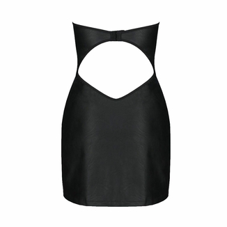 Мини-платье из экокожи Passion CELINE CHEMISE 4XL/5XL, black, шнуровка, трусики в комплекте, фото №5