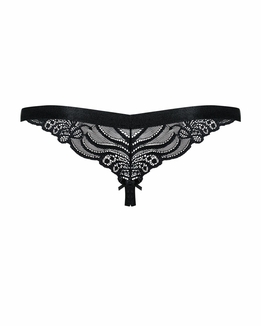 Кружевные танга с доступом Obsessive 828-THC-1 crotchless thong L/XL, черные, фото №7