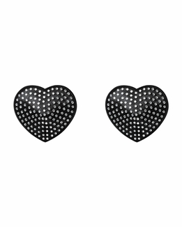 Накладки-сердечки на соски со стразами Obsessive A750 nipple covers, черные, photo number 4