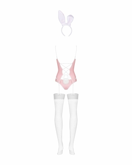 Эротический костюм зайки Obsessive Bunny suit 4 pcs costume pink S/M, розовый, топ с подвязками, тру, photo number 7