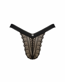 Кружевные трусики с заниженной талией Obsessive Estiqua panties M/L, черные, photo number 6