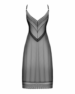 Полупрозрачная длинная сорочка Obsessive Estiqua chemise XS/S, черный, ассиметричный крой, фото №7
