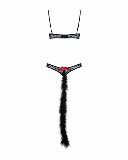 Эротический костюм гепарда Obsessive Gepardina 3 pcs costume L/XL, черный, меховая отделка, монокини, numer zdjęcia 7