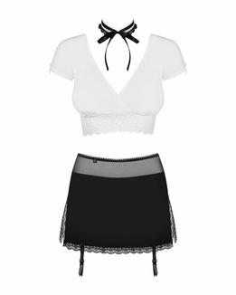 Эротический костюм секретарши Obsessive Secretary suit 5pcs black L/XL, черно-белый, топ, юбка, стри, фото №6