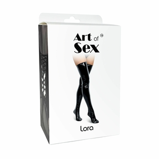 Сексуальные виниловые чулки Art of Sex - Lora, размер M, цвет черный, фото №5