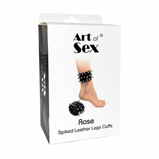 Поножи с шипами из натуральной кожи Art of Sex - Rose, цвет черный, numer zdjęcia 5