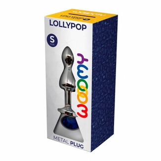 Металлическая анальна пробка Wooomy Lollypop Double Ball Metal Plug Blue S, диаметр 2,8 см, длина 8,, фото №4
