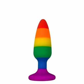 Силиконовая анальная пробка Wooomy Hiperloo Silicone Rainbow Plug S, диаметр 2,4 см, длина 9 см, фото №2