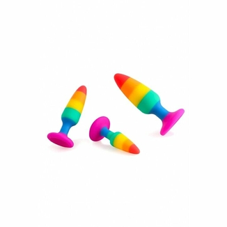 Силиконовая анальная пробка Wooomy Hiperloo Silicone Rainbow Plug S, диаметр 2,4 см, длина 9 см, фото №6