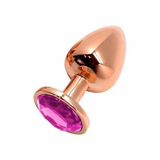 Металлическая анальная пробка Wooomy Tralalo Rose Gold Metal Plug Magenta L, диаметр 4 см, длина 9 с, photo number 2