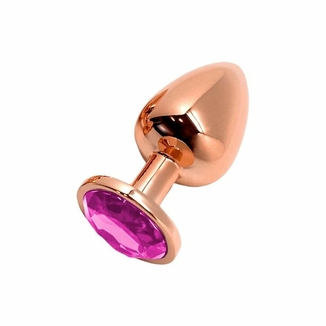 Металлическая анальная пробка Wooomy Tralalo Rose Gold Metal Plug Magenta M, диаметр 3,4 см, длина 8, photo number 2