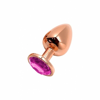 Металлическая анальная пробка Wooomy Tralalo Rose Gold Metal Plug Magenta S диаметр 2,8см, длина 7см, фото №2
