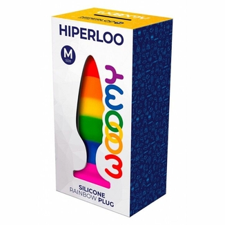Силиконовая анальная пробка Wooomy Hiperloo Silicone Rainbow Plug M, диаметр 2,9 см, длина 11 см, фото №4