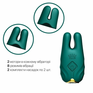 Смартвибратор для груди Zalo - Nave Turquoise Green, пульт ДУ, работа через приложение, фото №5